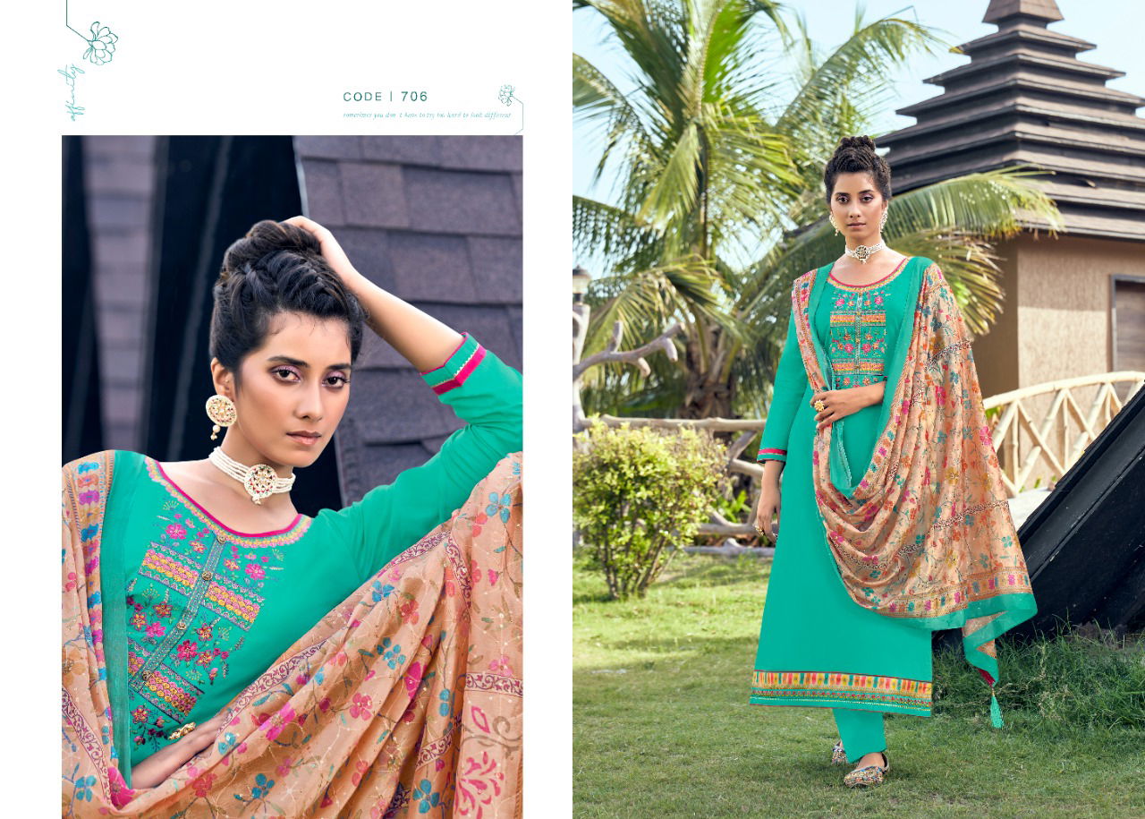 Kainath Latest Digital Jam Silk with Embroidery Work Designer Dress Material Collection.